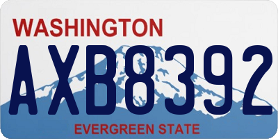 WA license plate AXB8392