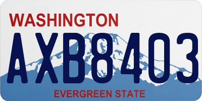 WA license plate AXB8403
