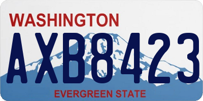 WA license plate AXB8423