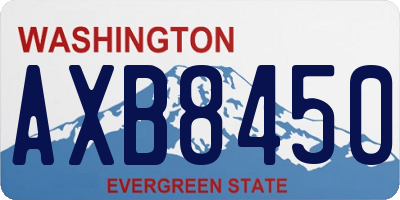 WA license plate AXB8450