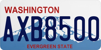 WA license plate AXB8500
