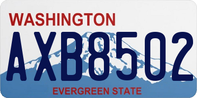 WA license plate AXB8502