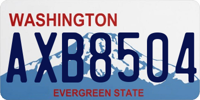 WA license plate AXB8504