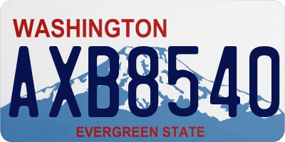WA license plate AXB8540
