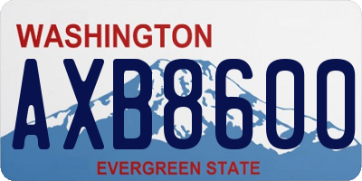WA license plate AXB8600