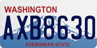 WA license plate AXB8630