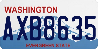 WA license plate AXB8635