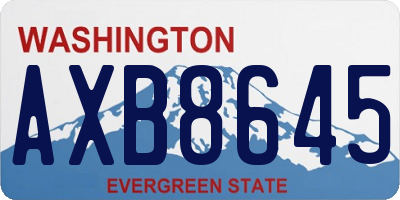 WA license plate AXB8645