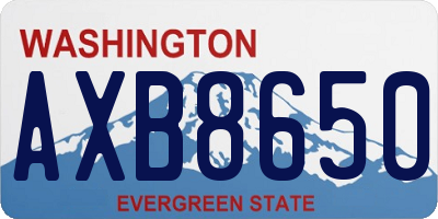 WA license plate AXB8650