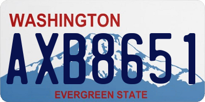 WA license plate AXB8651