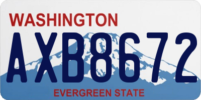 WA license plate AXB8672