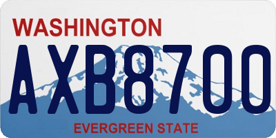 WA license plate AXB8700