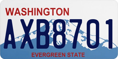 WA license plate AXB8701