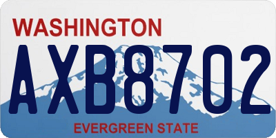 WA license plate AXB8702