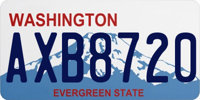 WA license plate AXB8720