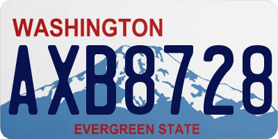 WA license plate AXB8728