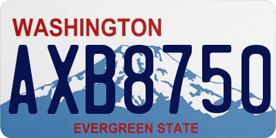 WA license plate AXB8750