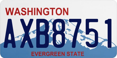 WA license plate AXB8751