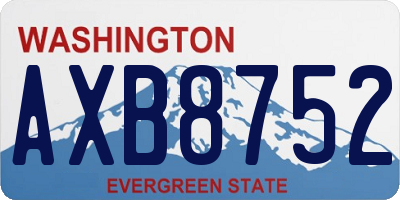 WA license plate AXB8752