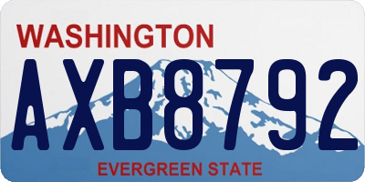 WA license plate AXB8792