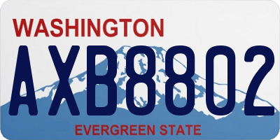 WA license plate AXB8802