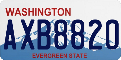 WA license plate AXB8820