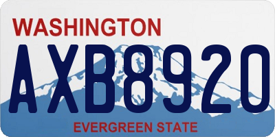 WA license plate AXB8920