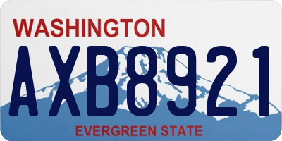 WA license plate AXB8921