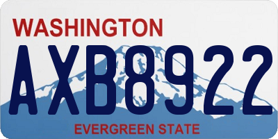 WA license plate AXB8922