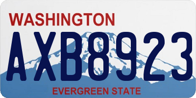 WA license plate AXB8923