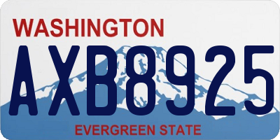 WA license plate AXB8925