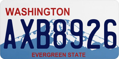 WA license plate AXB8926