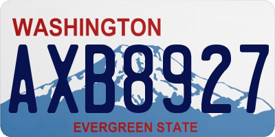 WA license plate AXB8927