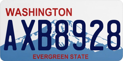 WA license plate AXB8928