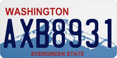 WA license plate AXB8931
