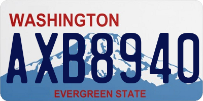 WA license plate AXB8940