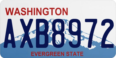 WA license plate AXB8972