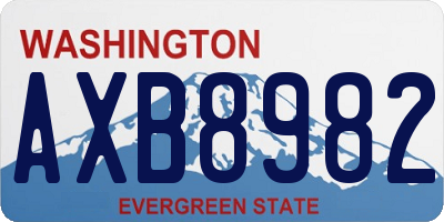 WA license plate AXB8982