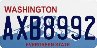 WA license plate AXB8992