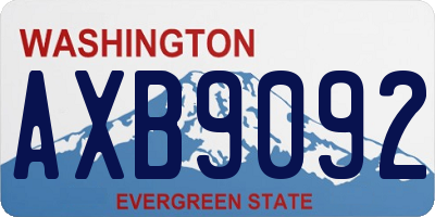 WA license plate AXB9092