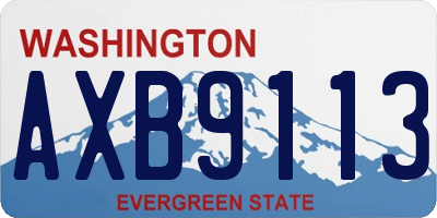 WA license plate AXB9113