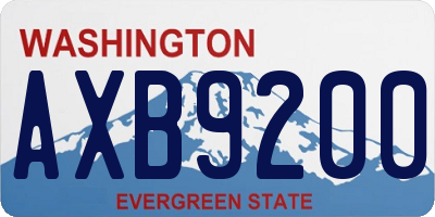 WA license plate AXB9200