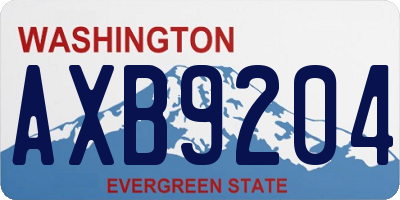 WA license plate AXB9204