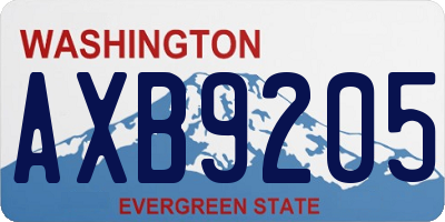 WA license plate AXB9205