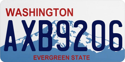 WA license plate AXB9206