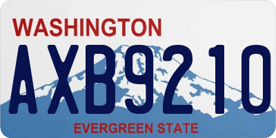 WA license plate AXB9210