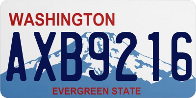 WA license plate AXB9216
