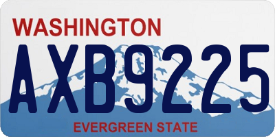 WA license plate AXB9225