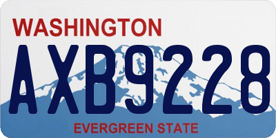 WA license plate AXB9228
