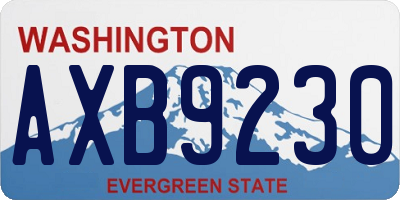 WA license plate AXB9230
